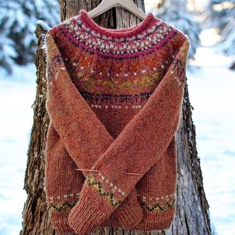 Alice - Vintage Island Style Round Neck Sweater