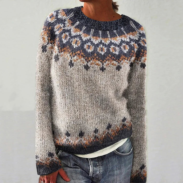 Hanna | Sweter w geometrycznym kontrastowym wzorze