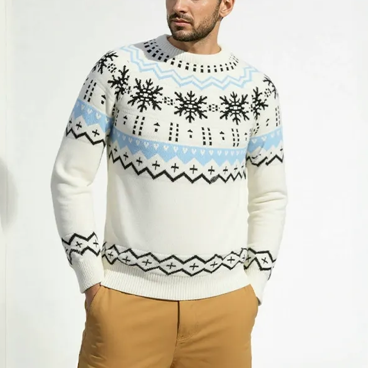 Męski sweter z vintage'owym wzorem w jodełkę MTA0421H5X