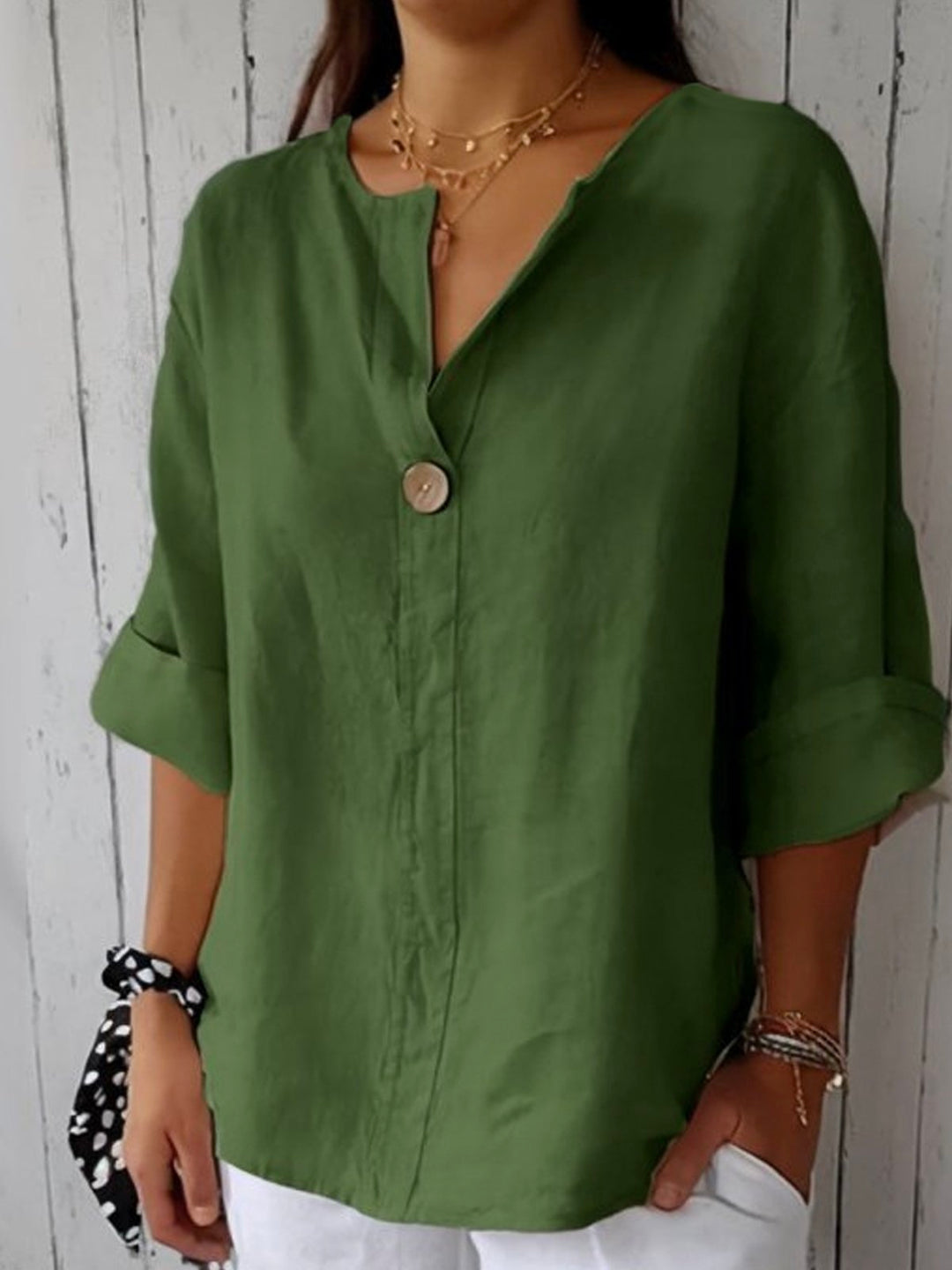 V-Neck Casual Blouse
