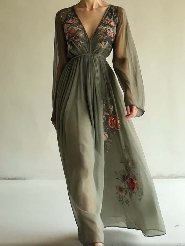 Maria - Elegancka Sukienka Maxi w Kwiaty