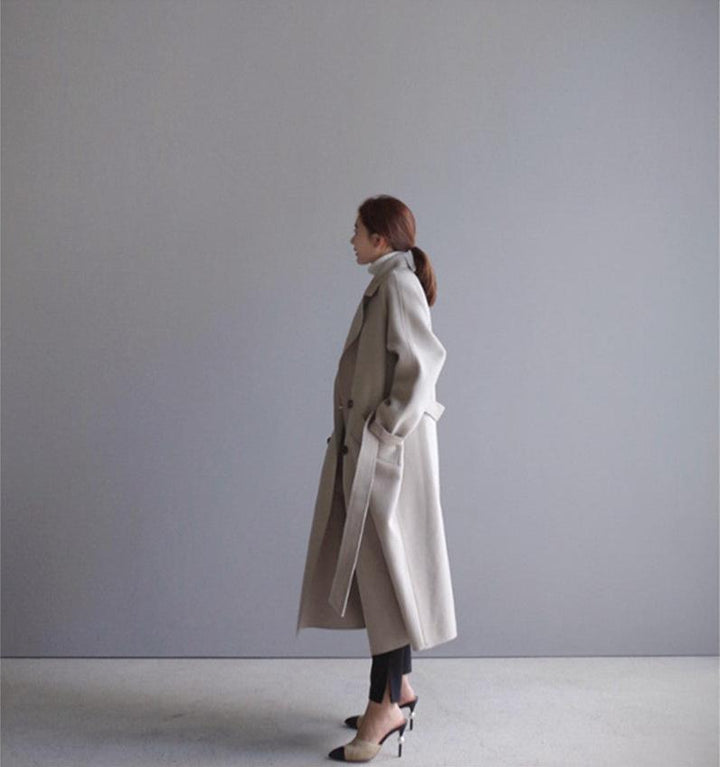 Khloe® | Wełniany płaszcz trench z podszewką