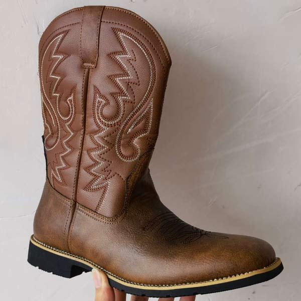 MĘSKIE WYSOKIE BOOTY Z HAFTEM W STYLU VINTAGE 07733035W