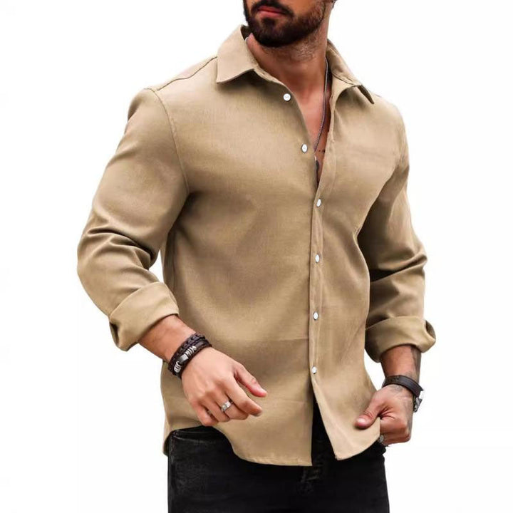 Męska koszula casualowa z bawełny z klapami, slim fit, z długim rękawem 99859497M