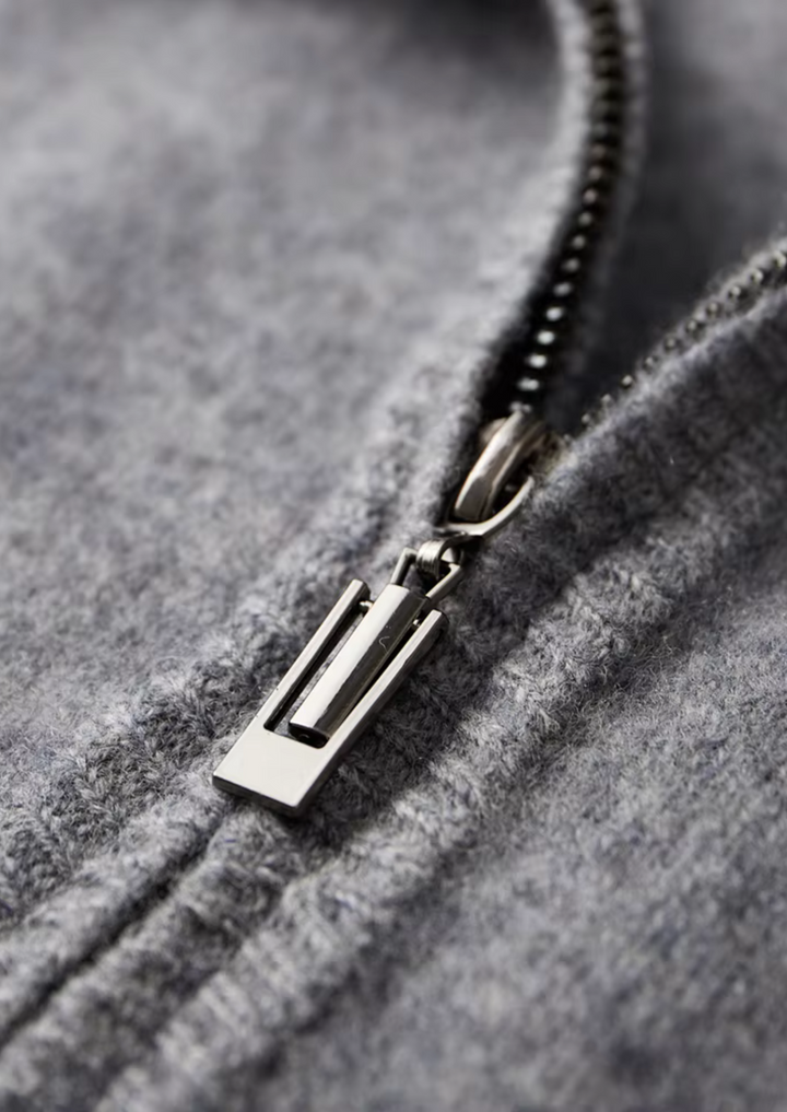 KARDIGAN MERINO ZIP W DWUKOLORZE
