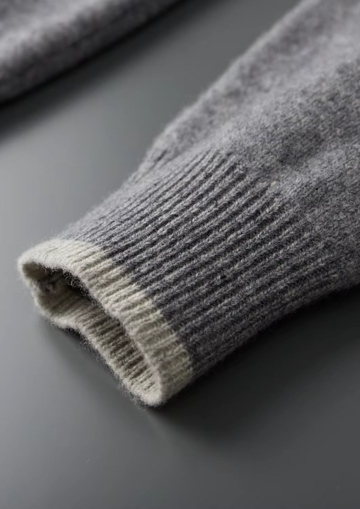KARDIGAN MERINO ZIP W DWUKOLORZE