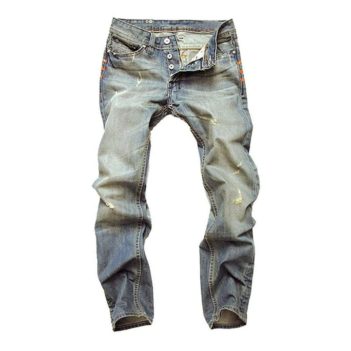 Męskie Casual Prane Zniszczone Spodnie Skinny z Kieszeniami 74546419M