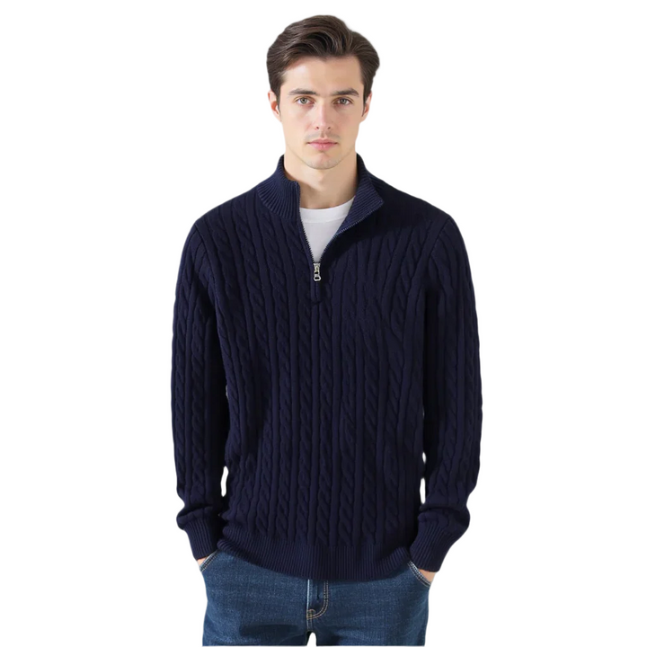 Corleone Classics – Sweter Dzianinowy z Półzamkiem