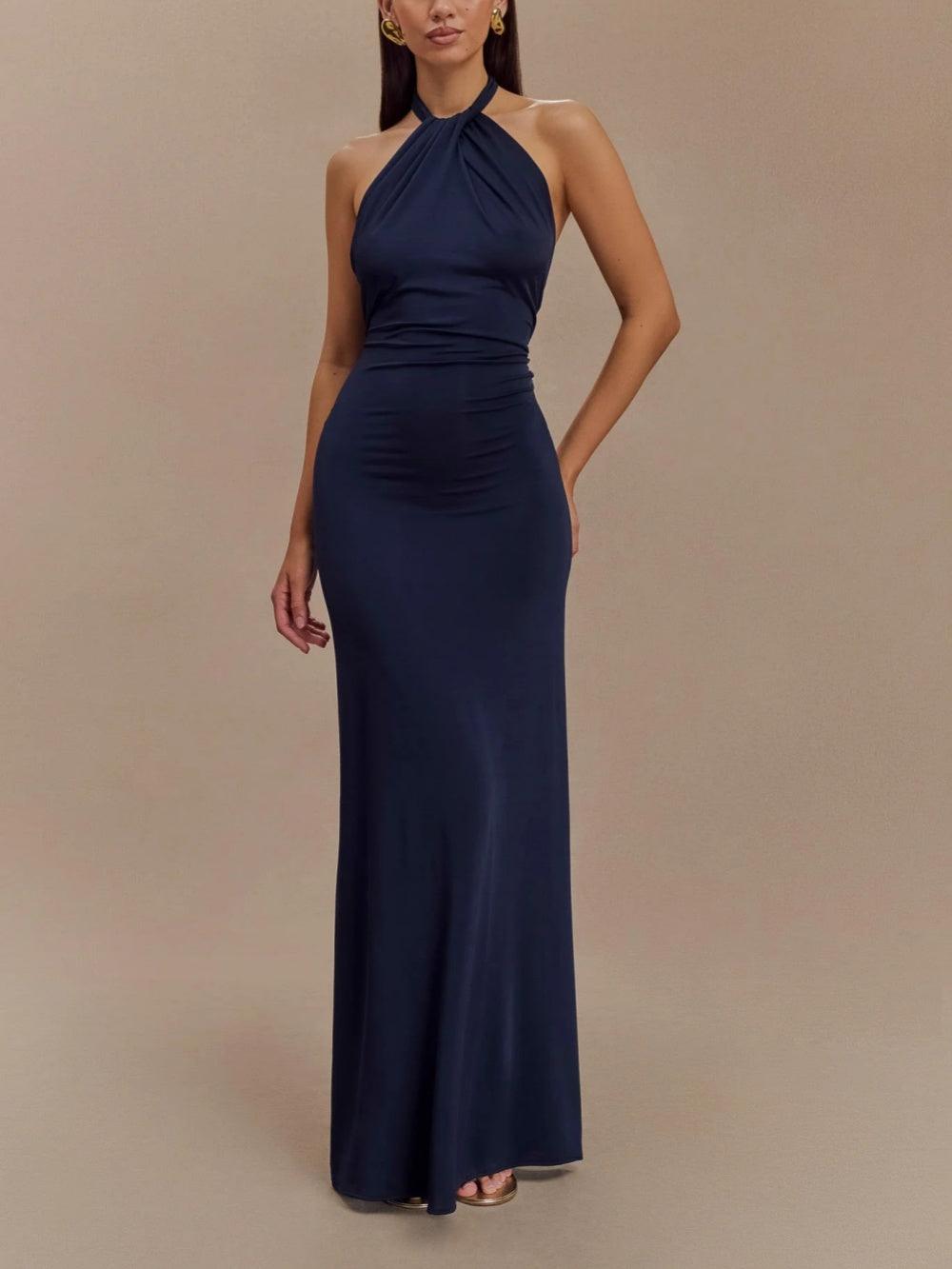 Alicja - Elegancka Sukienka Halter w Ciepłych Barwach