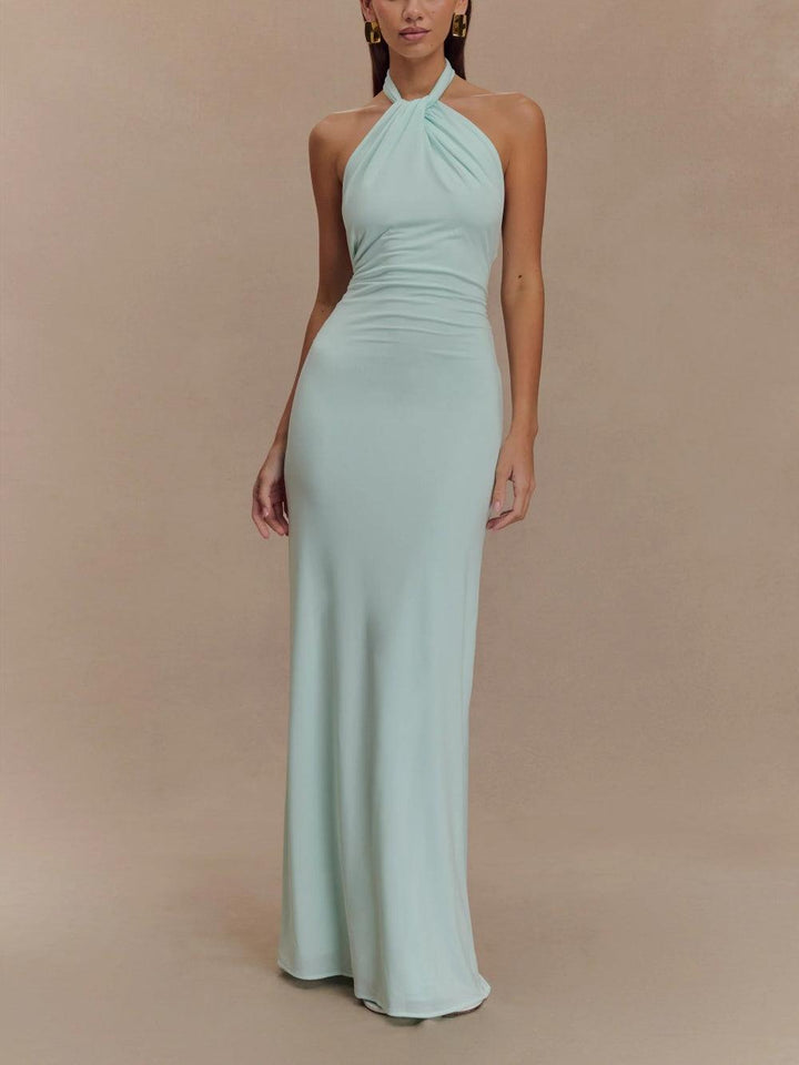 Alicja - Elegancka Sukienka Halter w Ciepłych Barwach