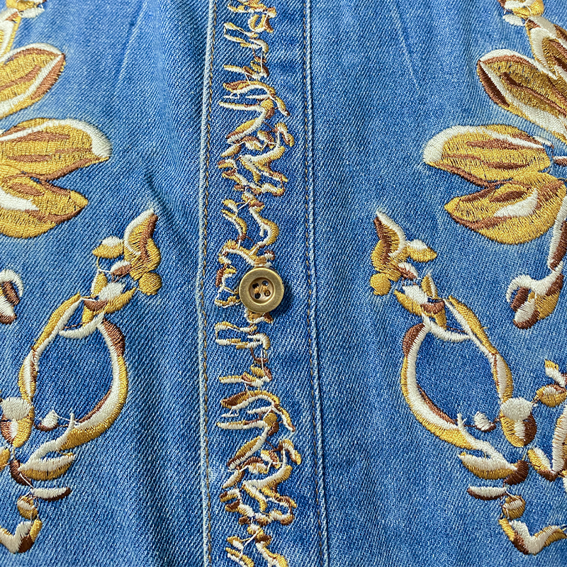 【24-godzinne wysyłanie】Męski letni moda casual klasyczny styl western Tencel dżins haftowany kombinezon MTA1244D2K