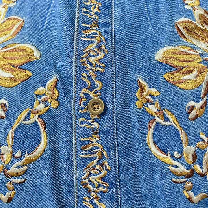 【24-godzinne wysyłanie】Męski letni moda casual klasyczny styl western Tencel dżins haftowany kombinezon MTA1244D2K