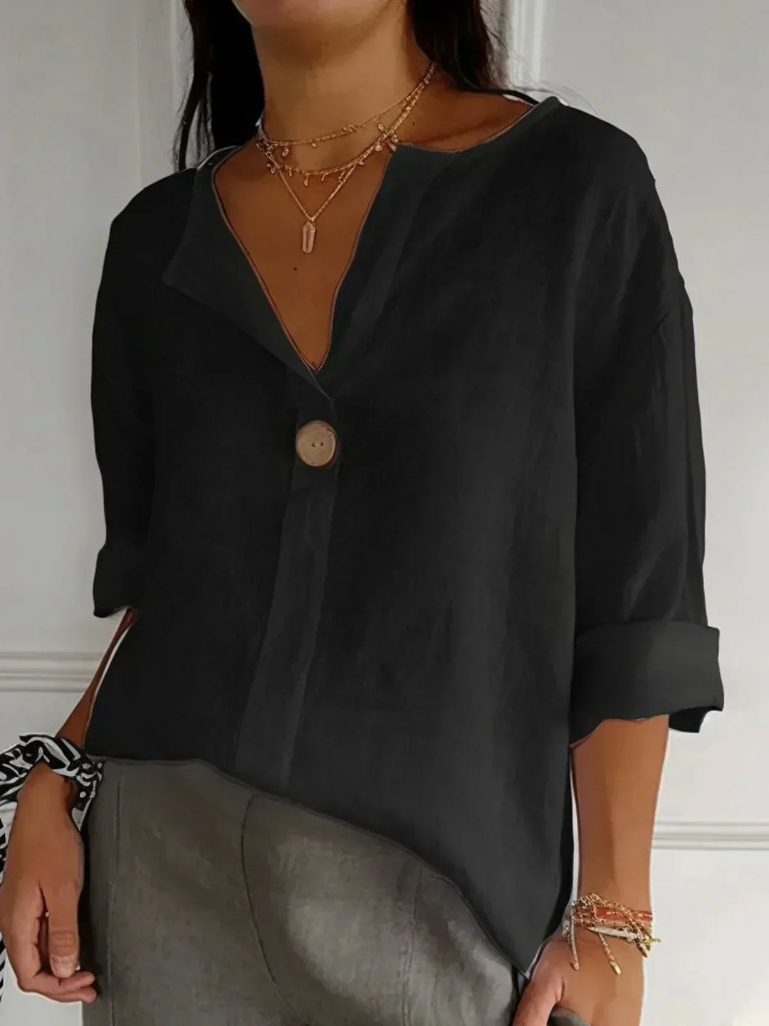 V-Neck Casual Blouse