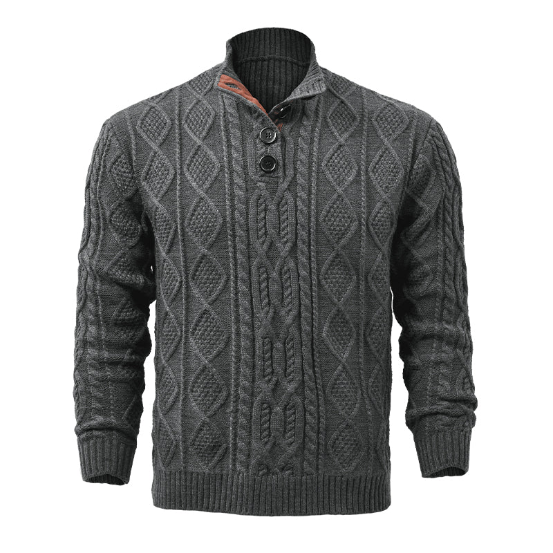 Męski vintage sweter z dzianiny z kołnierzem stojącym 63163731X