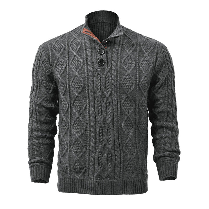 Męski vintage sweter z dzianiny z kołnierzem stojącym 63163731X