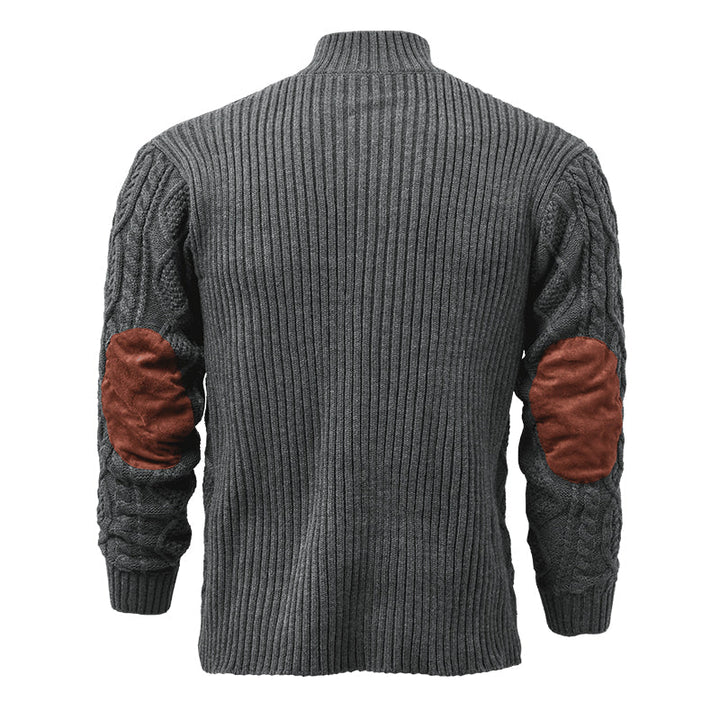 Męski vintage sweter z dzianiny z kołnierzem stojącym 63163731X