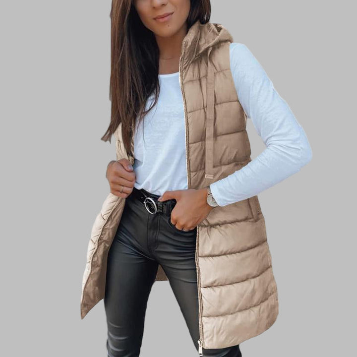 RAIN™ - Casual Bezrękawnik z Kapturem Długi Puchowy