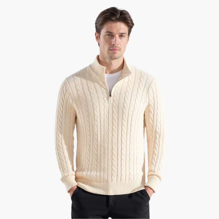 Corleone Classics – Sweter Dzianinowy z Półzamkiem