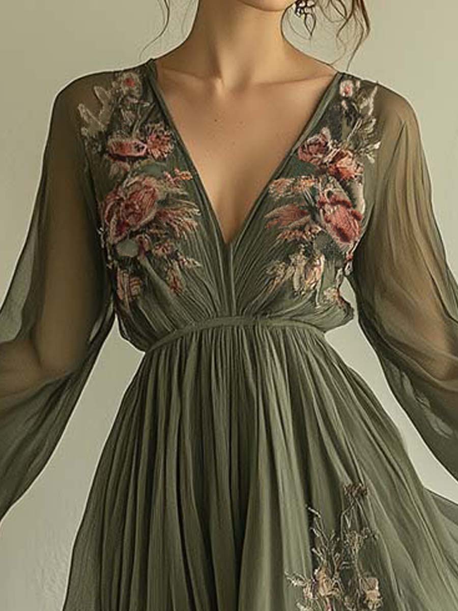 Maria - Elegancka Sukienka Maxi w Kwiaty