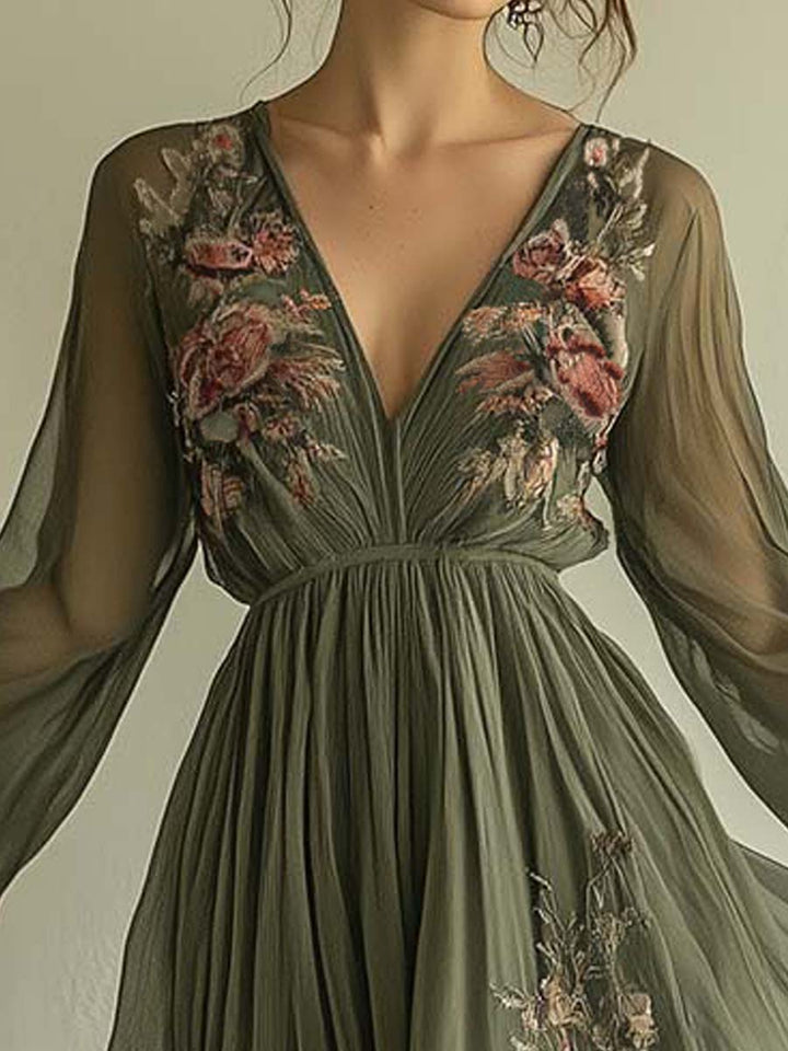 Maria - Elegancka Sukienka Maxi w Kwiaty