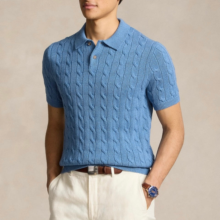 FLORENCE Sweter Polo z Warkoczowym Splotem