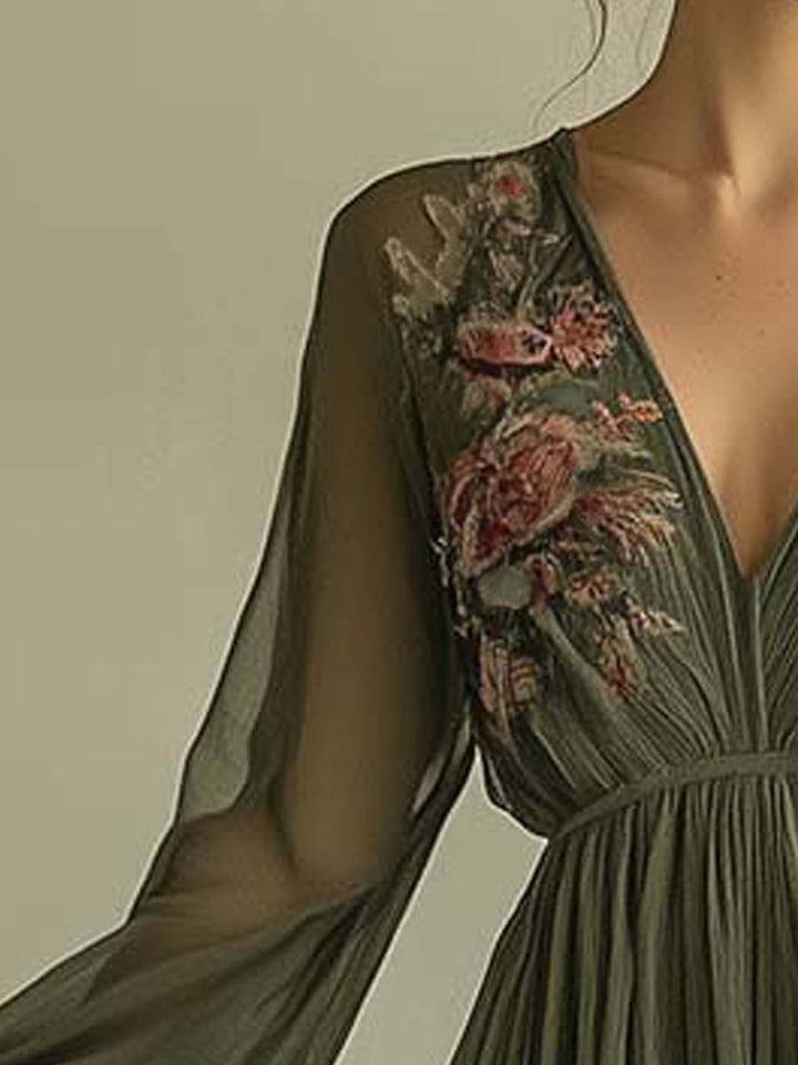 Maria - Elegancka Sukienka Maxi w Kwiaty