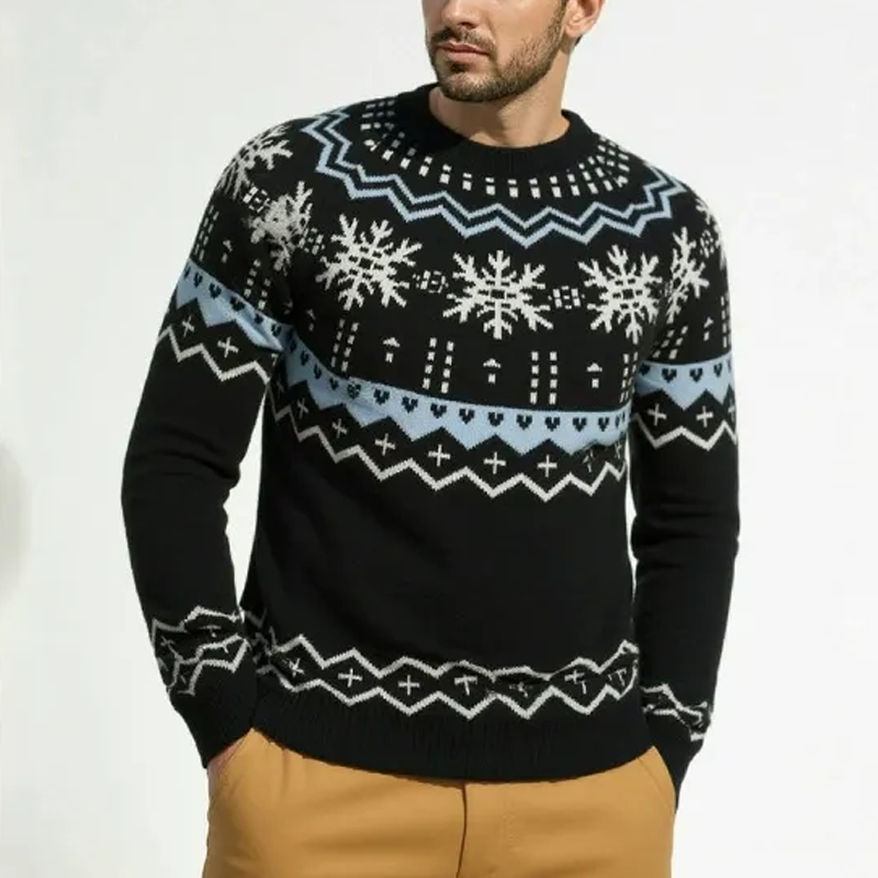 Męski sweter z vintage'owym wzorem w jodełkę MTA0421H5X