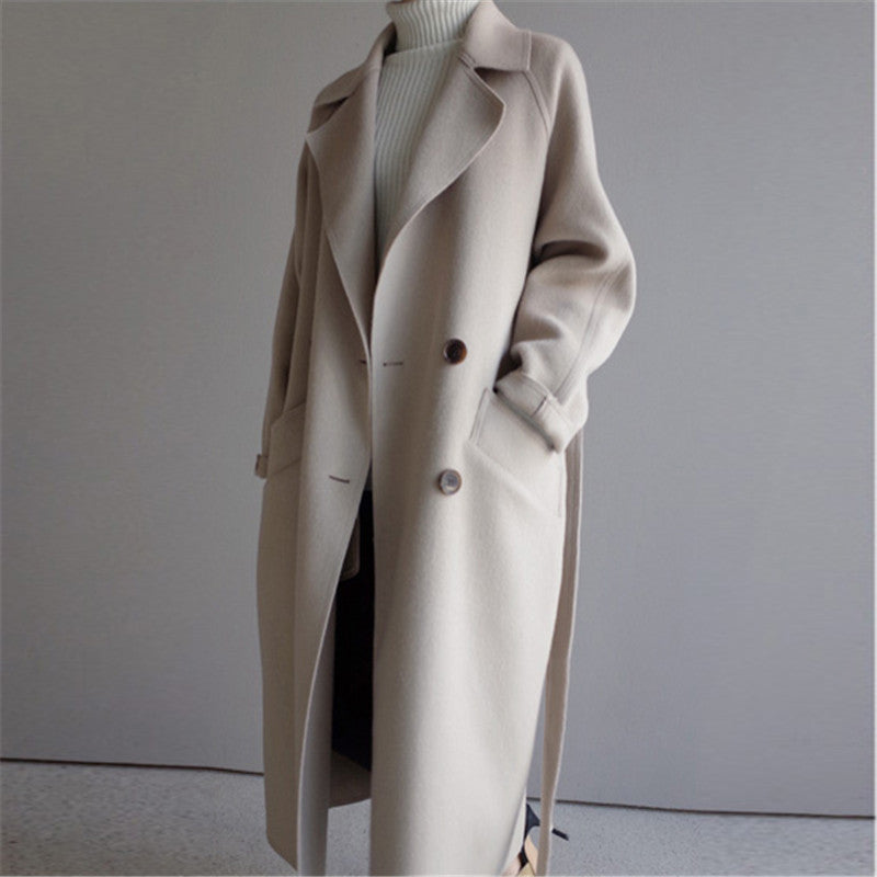 Khloe® | Wełniany płaszcz trench z podszewką