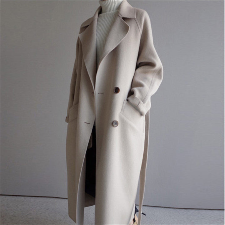 Khloe® | Wełniany płaszcz trench z podszewką