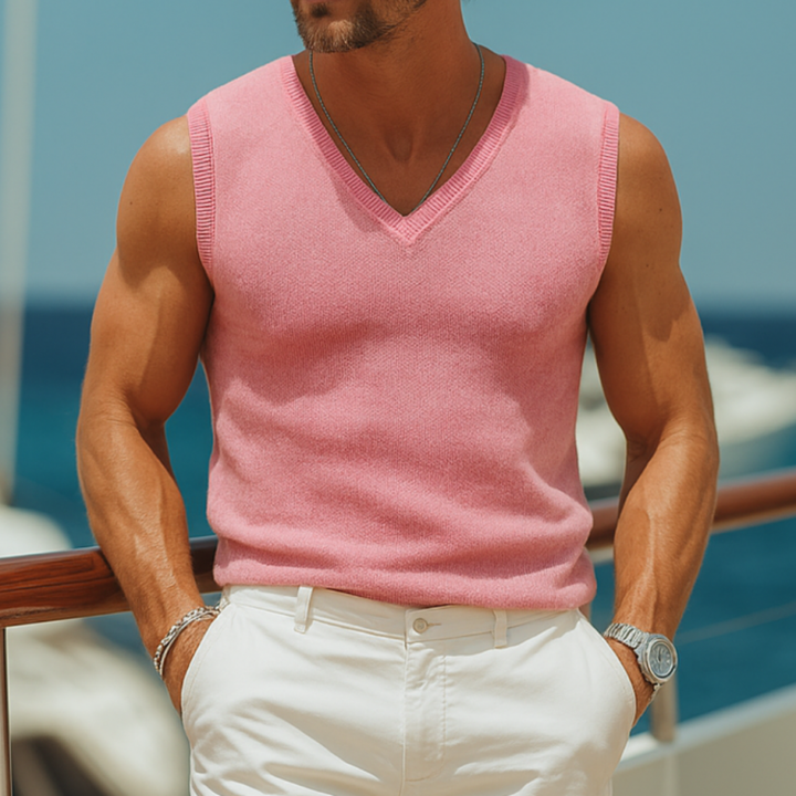 Męska Moda Jednolity Kolor Cienki Dekolt w Serek Slim Fit Sweter Kamizelka MTA0146G5M