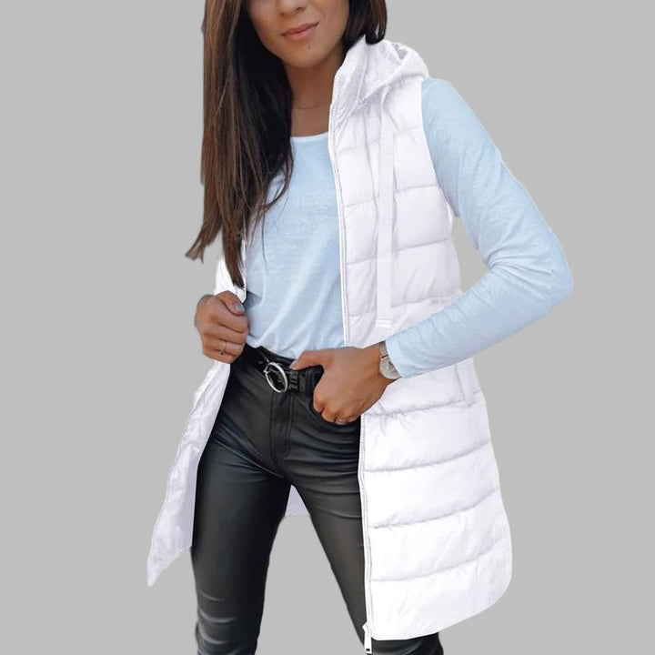 RAIN™ - Casual Bezrękawnik z Kapturem Długi Puchowy