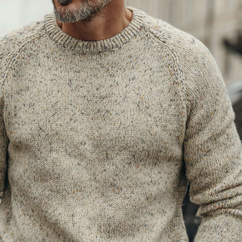 Męski sweter dzianinowy z okrągłym dekoltem i długim rękawem MTA1381H0X
