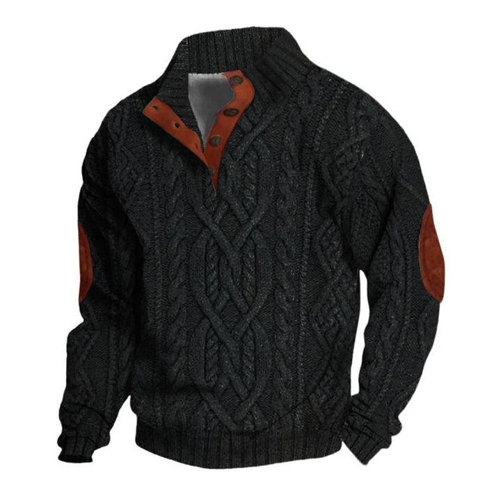 Męski vintage sweter z dzianiny z kołnierzem stojącym 63163731X