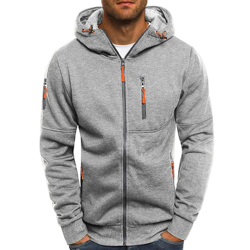 Męska Casualowa Kurtka Sportowa z Kapturem na Zamek, Slim Fit, Bawełniana Mieszanka 87031331