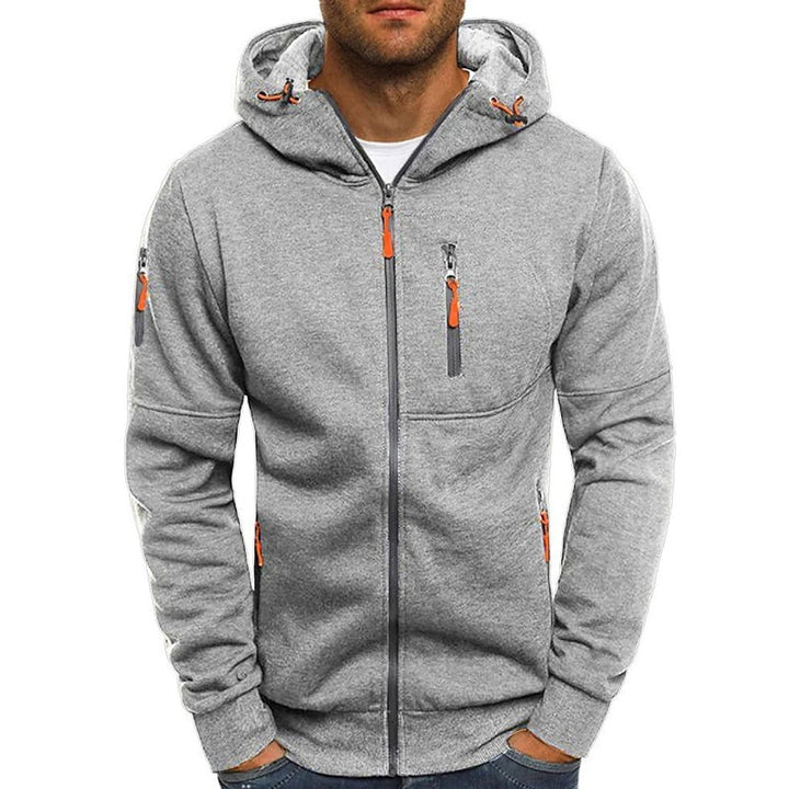 Męska Casualowa Kurtka Sportowa z Kapturem na Zamek, Slim Fit, Bawełniana Mieszanka 87031331