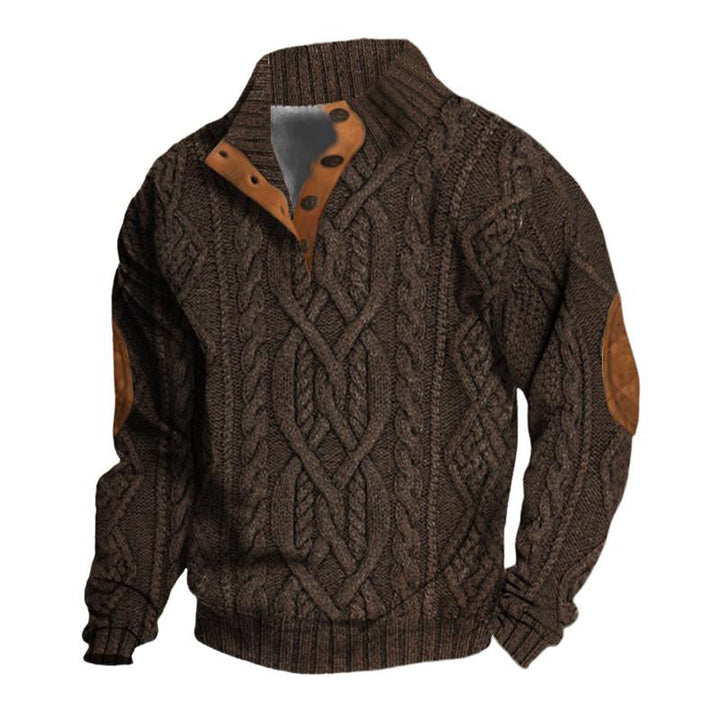 Męski vintage sweter z dzianiny z kołnierzem stojącym 63163731X