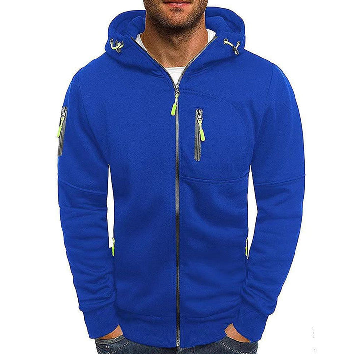 Męska Casualowa Kurtka Sportowa z Kapturem na Zamek, Slim Fit, Bawełniana Mieszanka 87031331