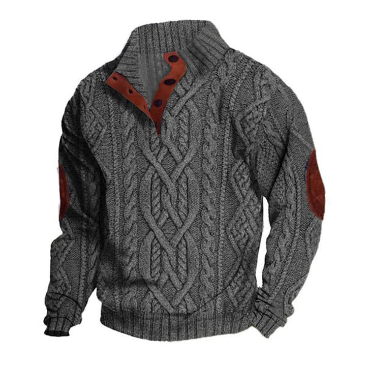 Męski vintage sweter z dzianiny z kołnierzem stojącym 63163731X