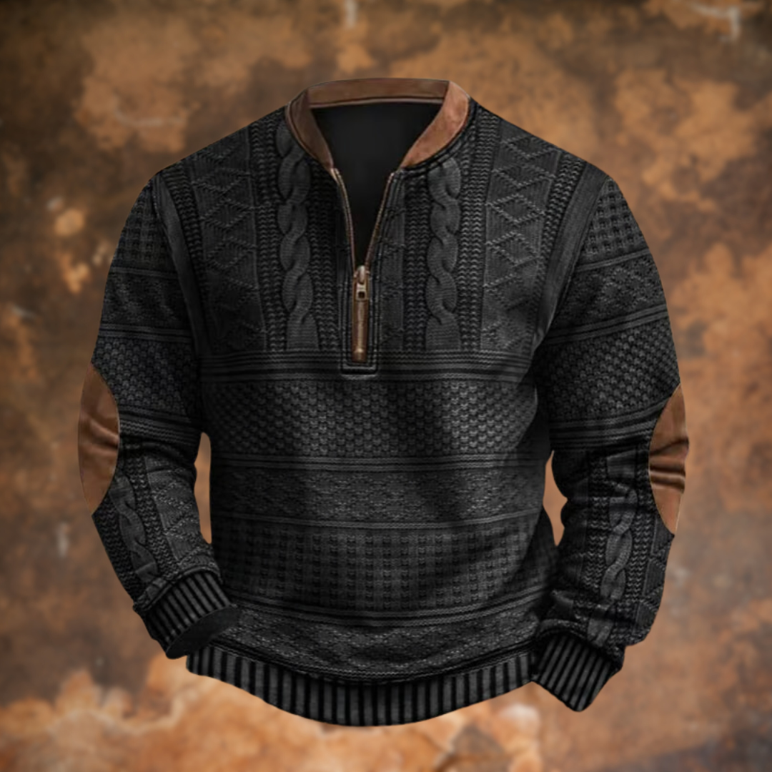 Anton – Sweter z dzianiny z detalem na zamek