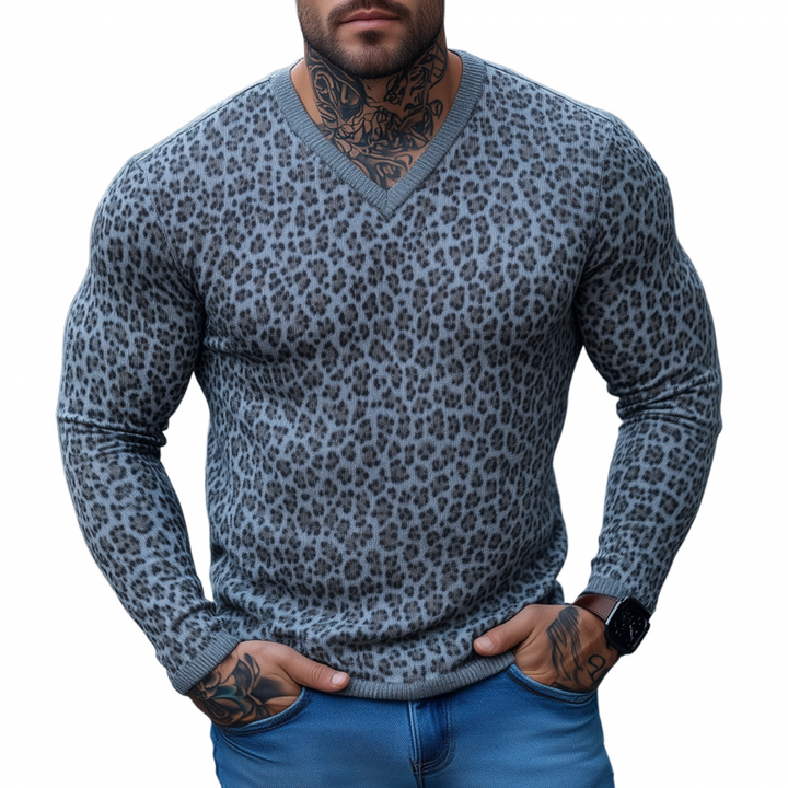 Męski Casual Oddychający Miękki Sweter z Dekoltem w Serek Slim Fit MTA1424H2M