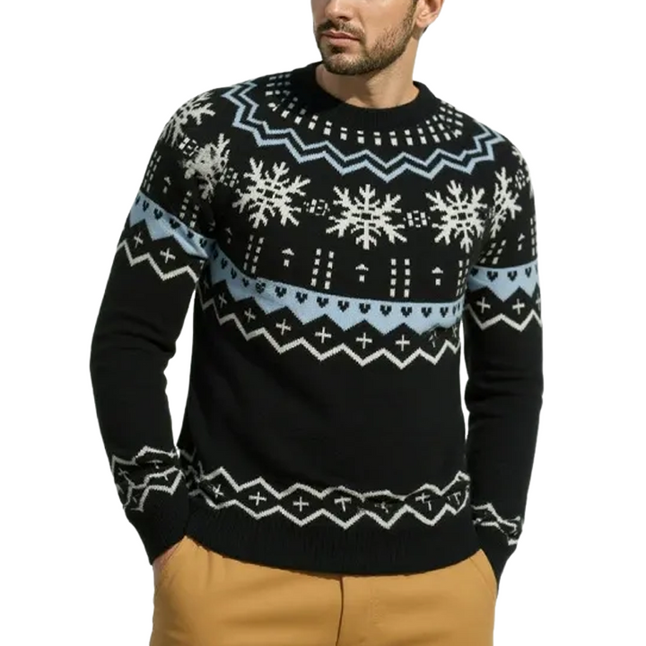 Męski sweter z vintage'owym wzorem w jodełkę MTA0421H5X