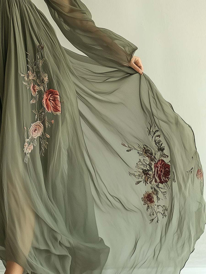 Maria - Elegancka Sukienka Maxi w Kwiaty