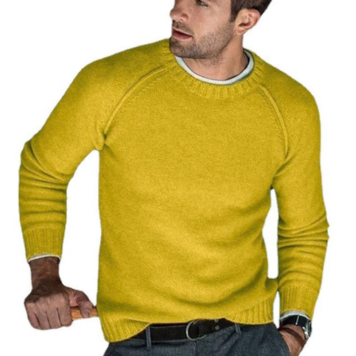 Męski sweter dzianinowy z okrągłym dekoltem w jednolitym kolorze 85798282X