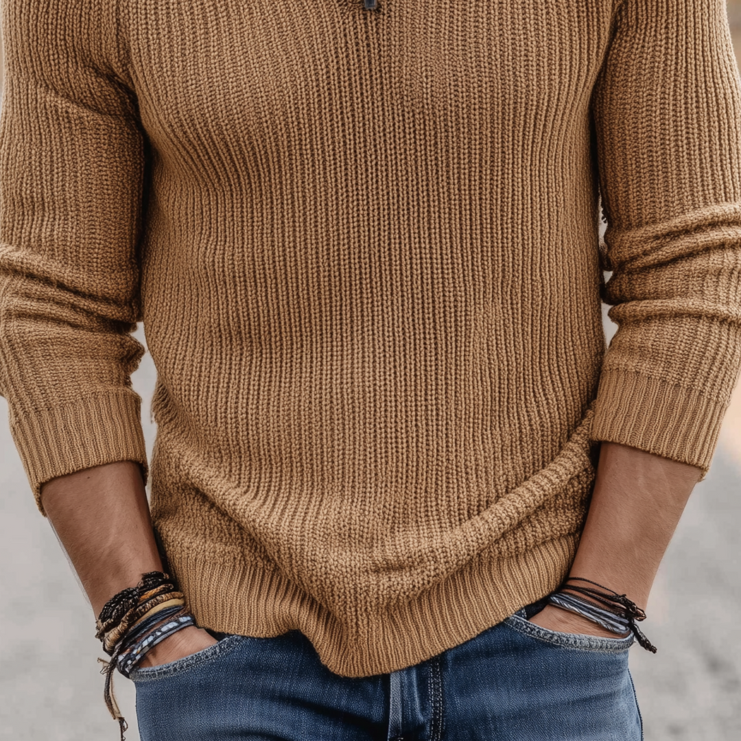 Męski klasyczny casualowy sweter V-neck slim fit cienki z długim rękawem MTA0247H1K