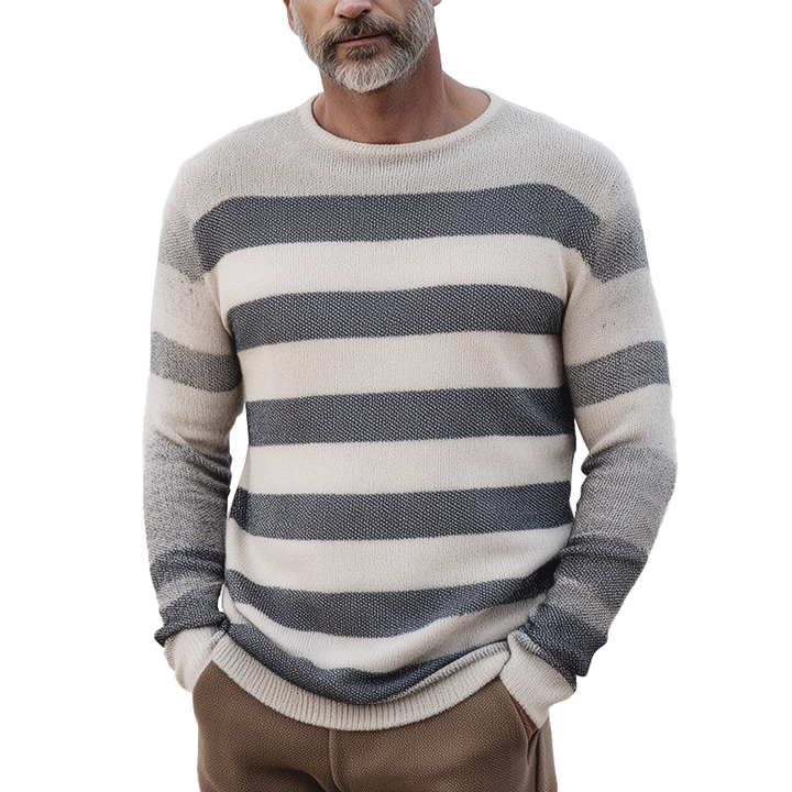 Męski Sweter w Paski z Długim Rękawem MTA1368H9P