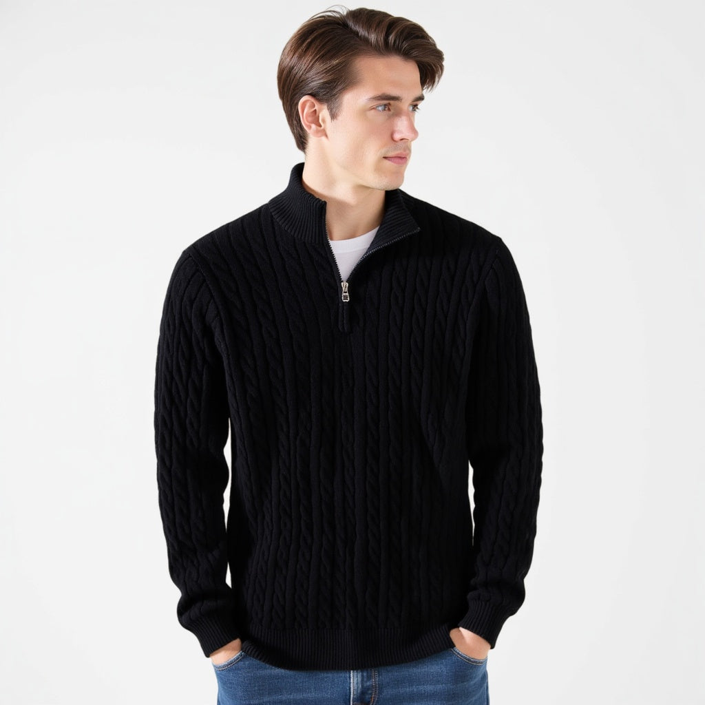 Corleone Classics – Sweter Dzianinowy z Półzamkiem