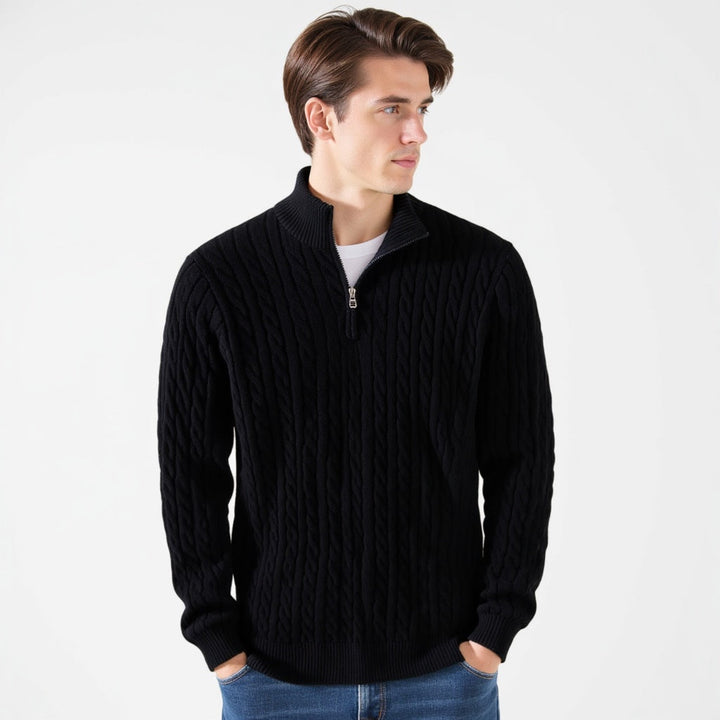 Corleone Classics – Sweter Dzianinowy z Półzamkiem