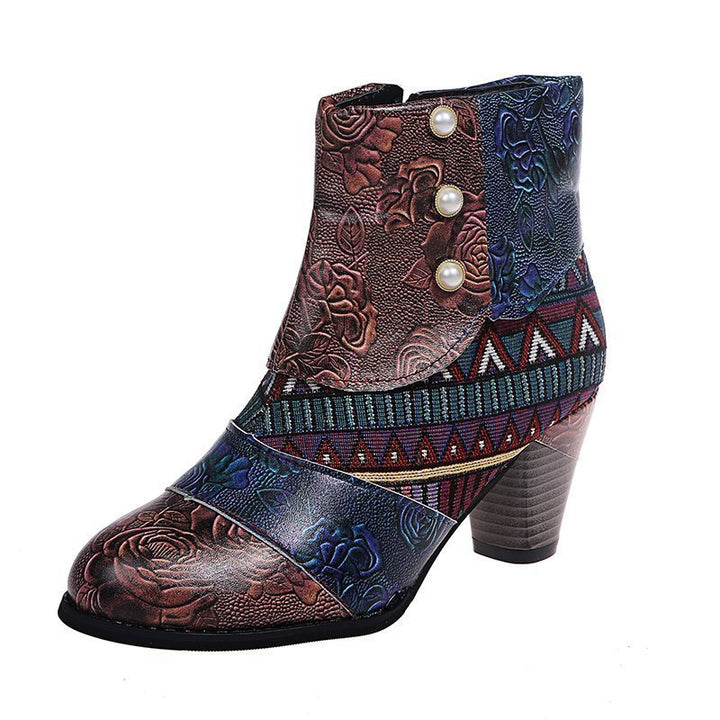 Adeline – Eleganckie Retro Skórzane Botki Damskie