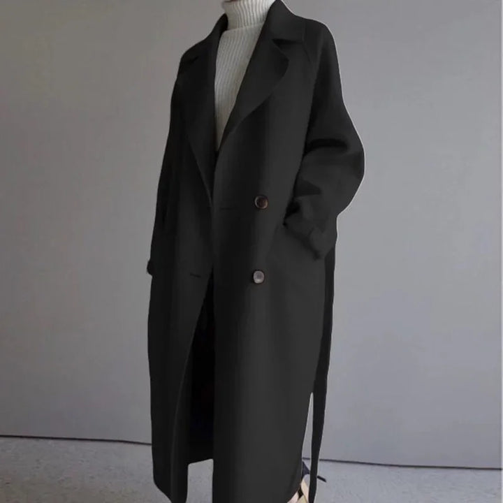 Khloe® | Wełniany płaszcz trench z podszewką