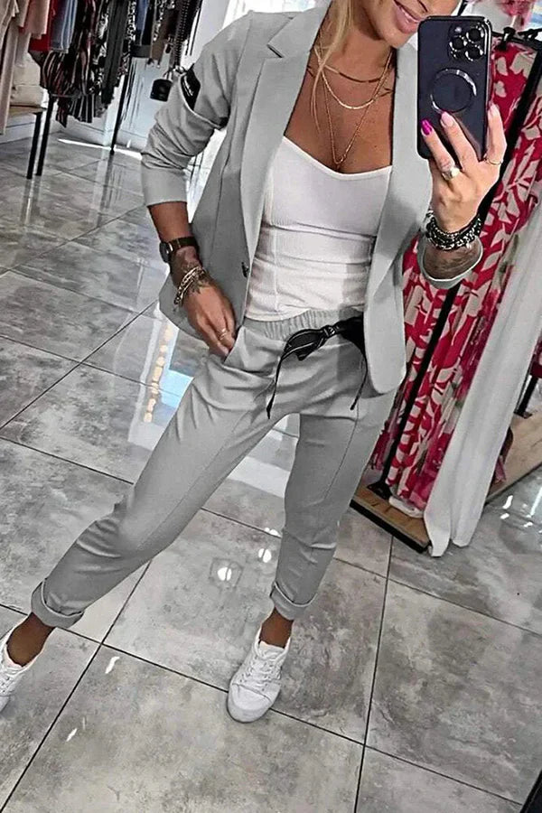 Adela - Elegancki Komplet z Marynarką i Spodniami
